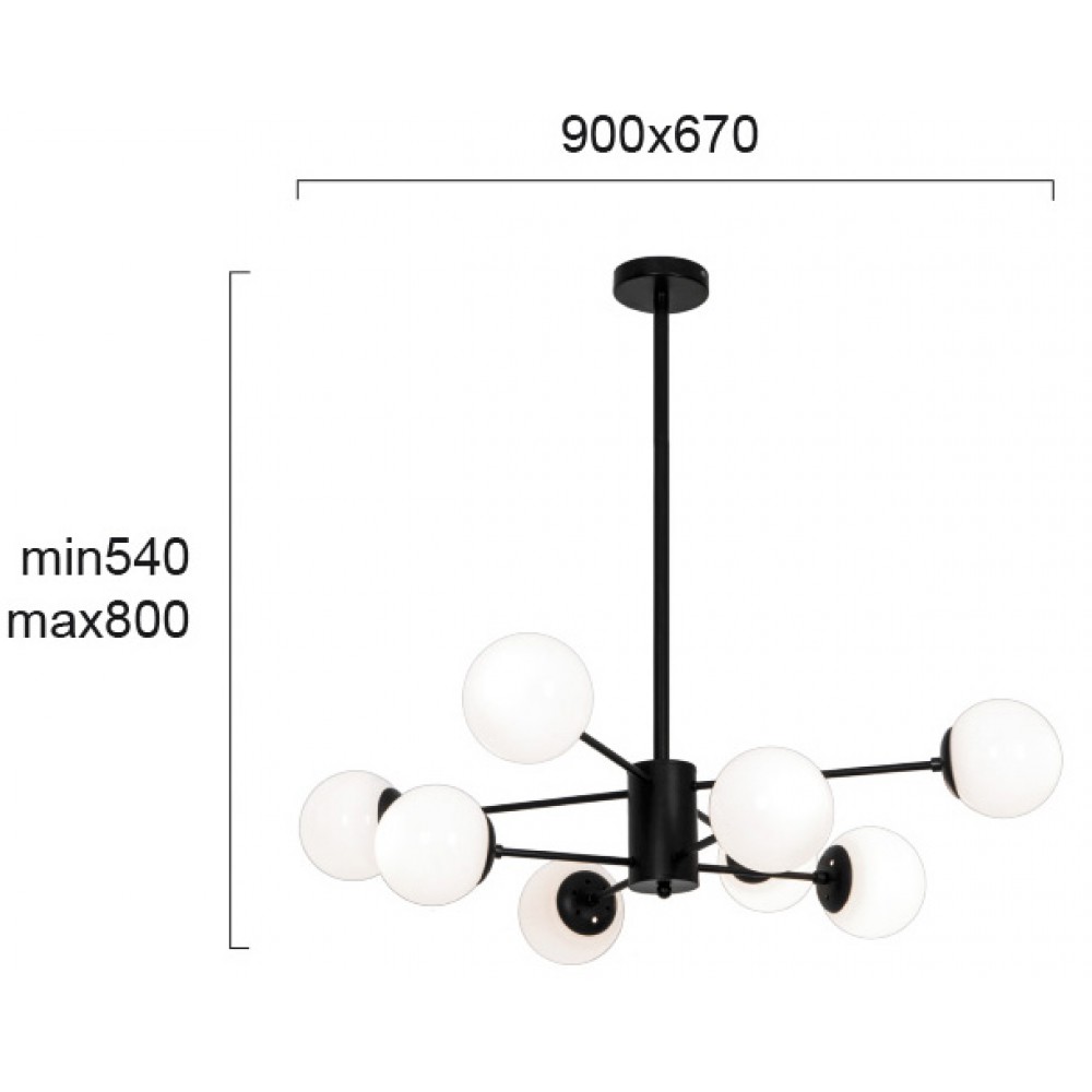Κρεμαστό Φωτιστικό Πολύφωτο Μαύρο 8x G9 42W max ANOUK - Viokef