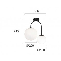 Πλαφονιέρα Δίφωτη Μαύρη 2x E14 42W max ANOUK - Viokef