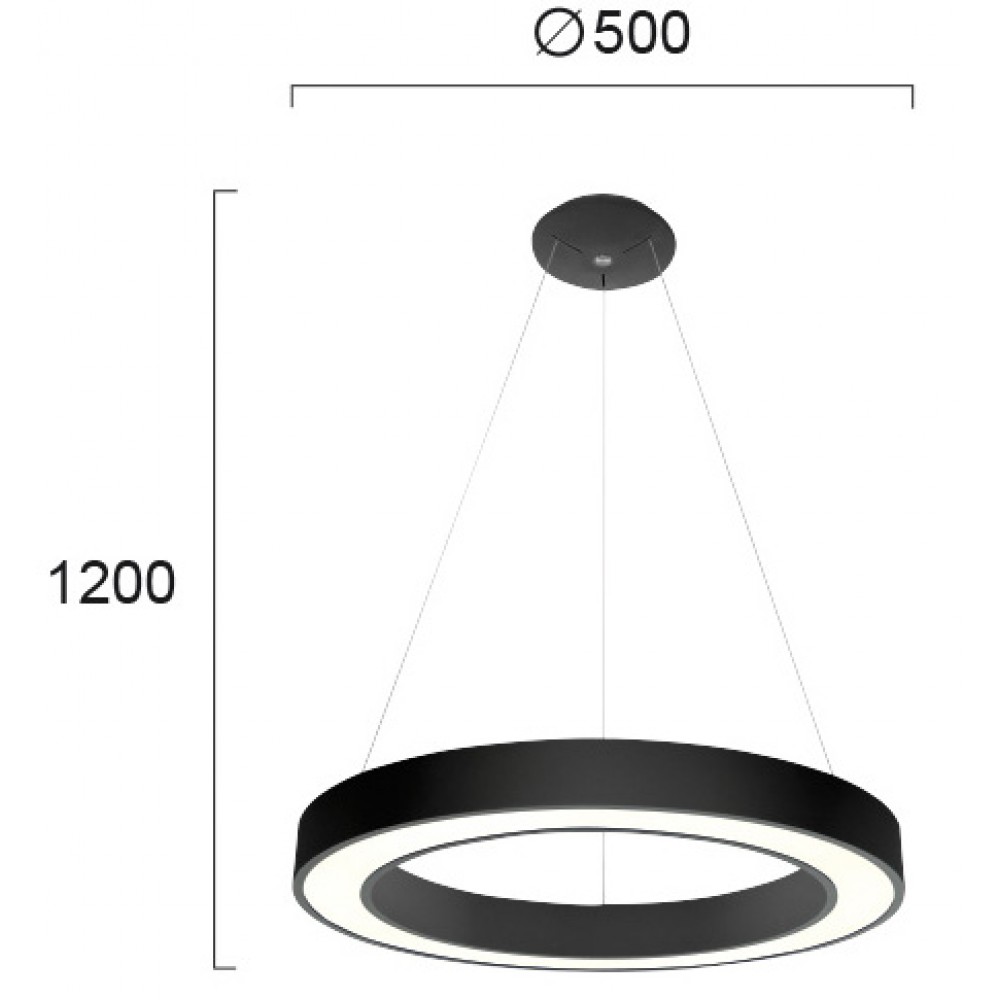 LED Κρεμαστό Μονόφωτο Φωτιστικό Μεταλλικό Λευκό ή Μαύρο 38W 2090Lm 3000K Apollo VIOKEF