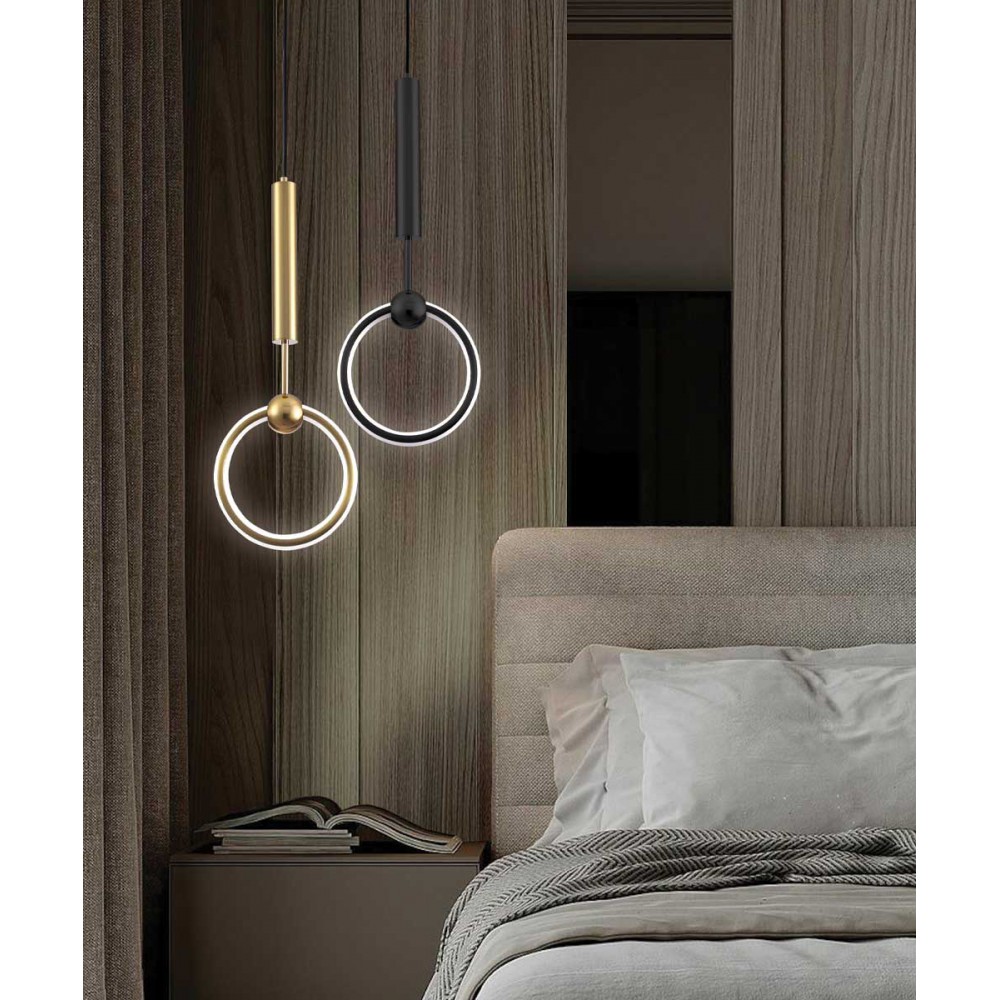 LED Κρεμαστό Φωτιστικό Μονόφωτο Χρυσό 13W Axel - Viokef