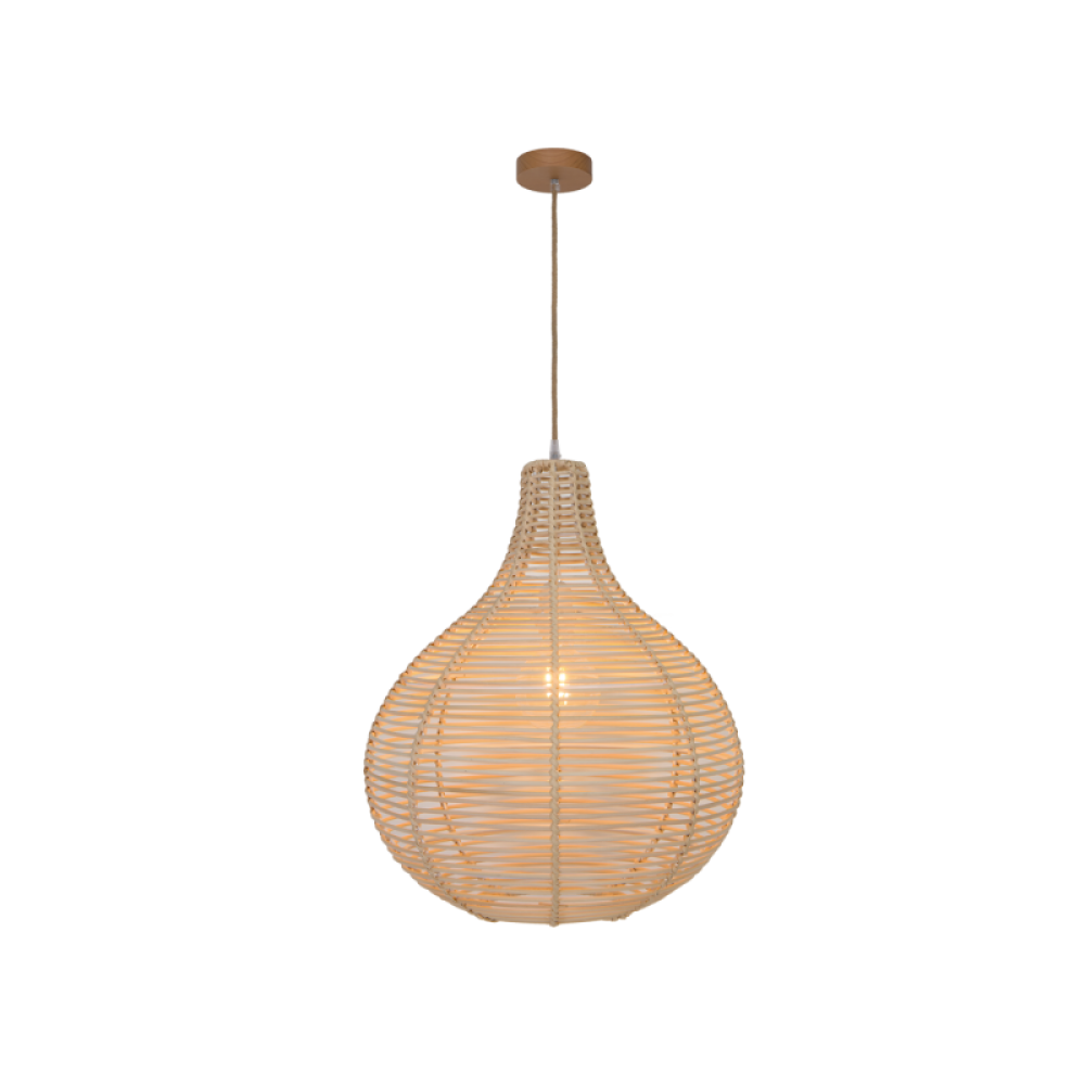 Κρεμαστό Φωτιστικό Μονόφωτο Από Rattan Ø42cm 1x E27 70W max BOLITA - Viokef