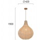 Κρεμαστό Φωτιστικό Μονόφωτο Από Rattan Ø42cm 1x E27 70W max BOLITA - Viokef
