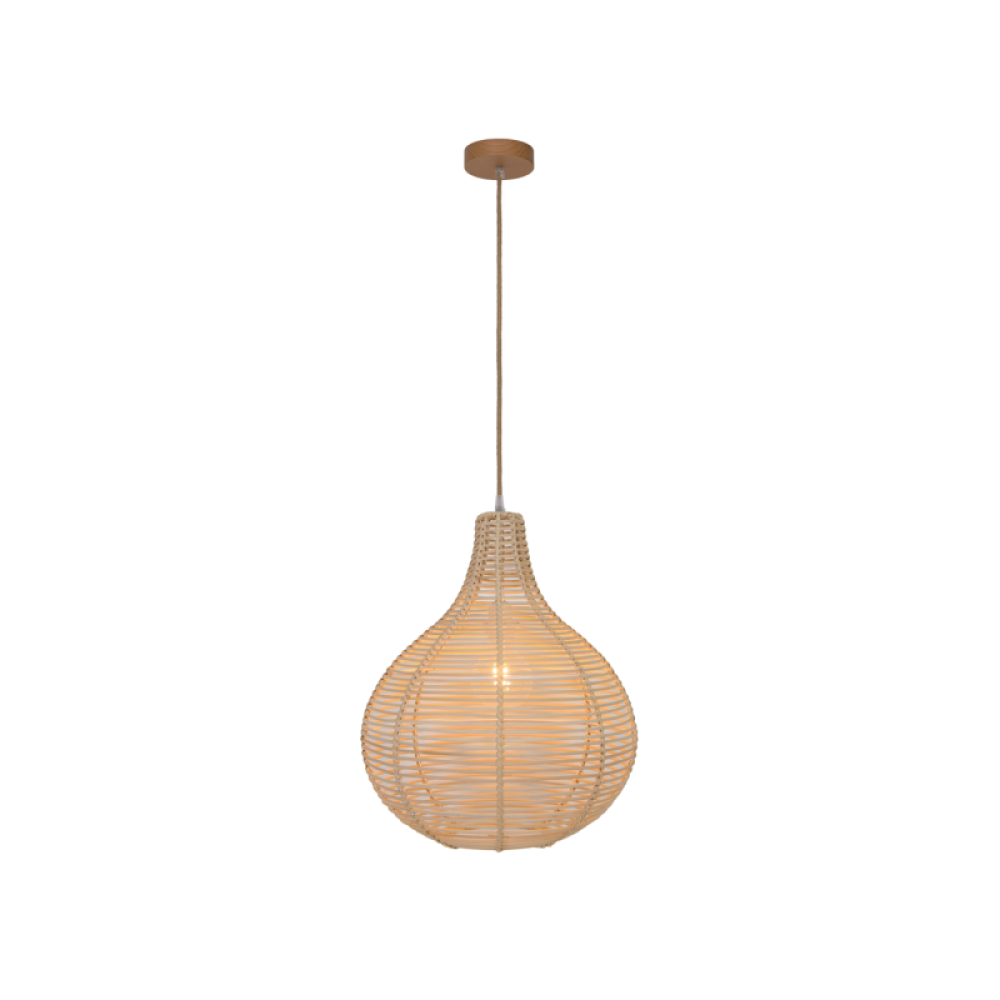 Κρεμαστό Φωτιστικό Μονόφωτο Από Rattan Ø30cm 1x E27 70W max BOLITA - Viokef