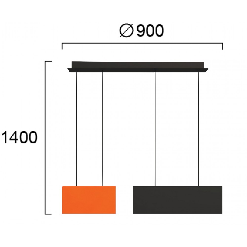 LED Κρεμαστό Φωτιστικό Μαύρο-Πορτοκαλί 23.5W CHROMA - VIOKEF