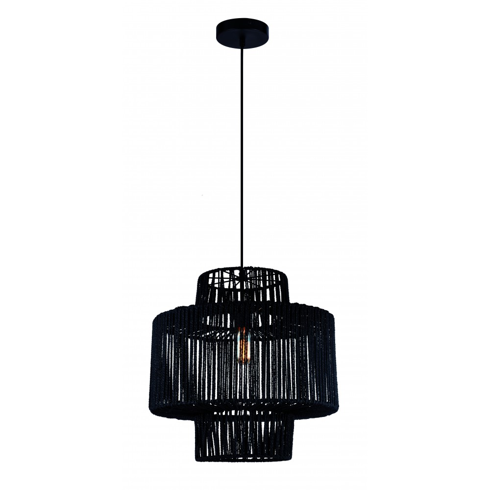 Κρεμαστό Φωτιστικό Μονόφωτο Μαύρο Ø40cm 1x E27 40W max Kenya - Viokef