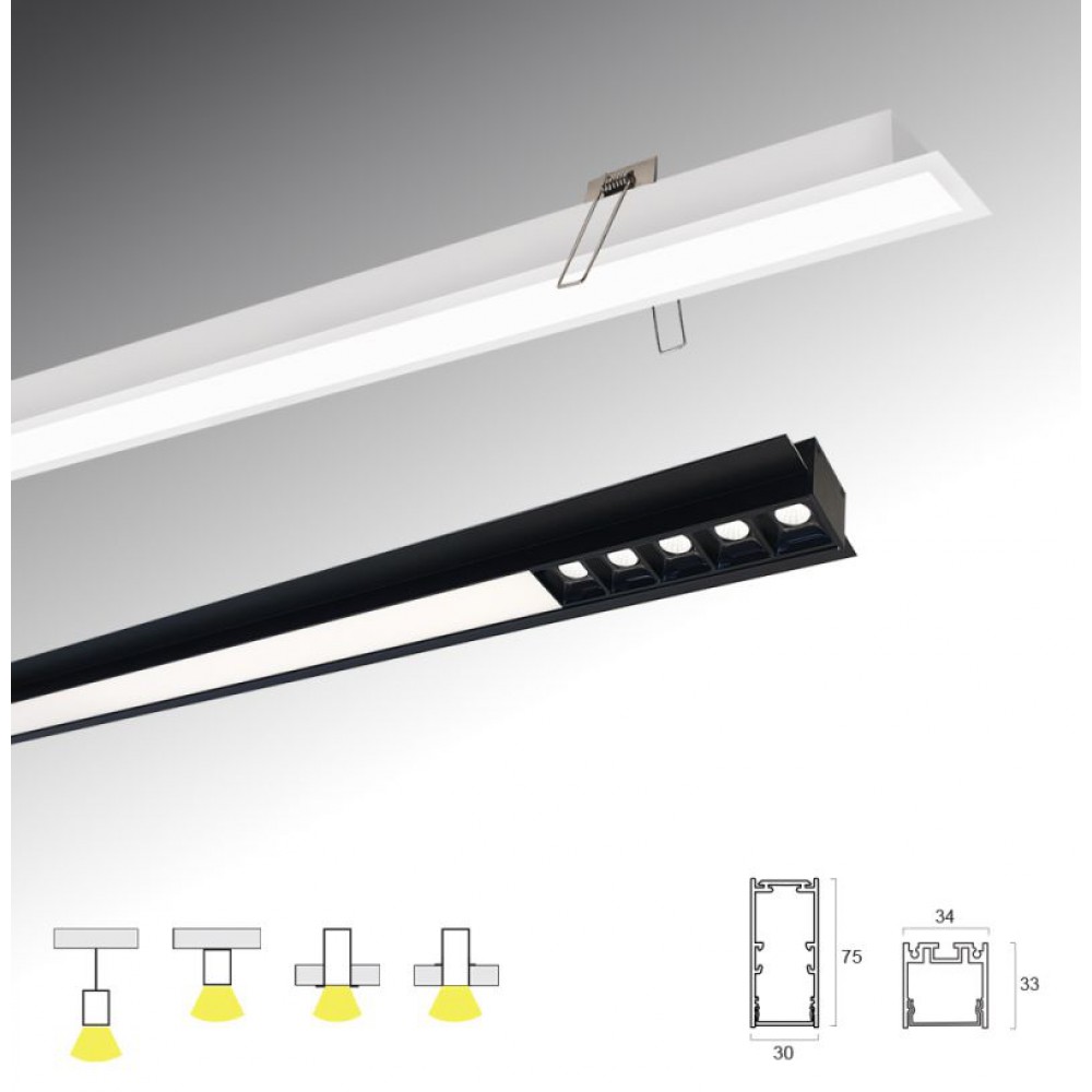 Γραμμικό Χωνευτό L2260 59W Trimless Sasa VIOKEF