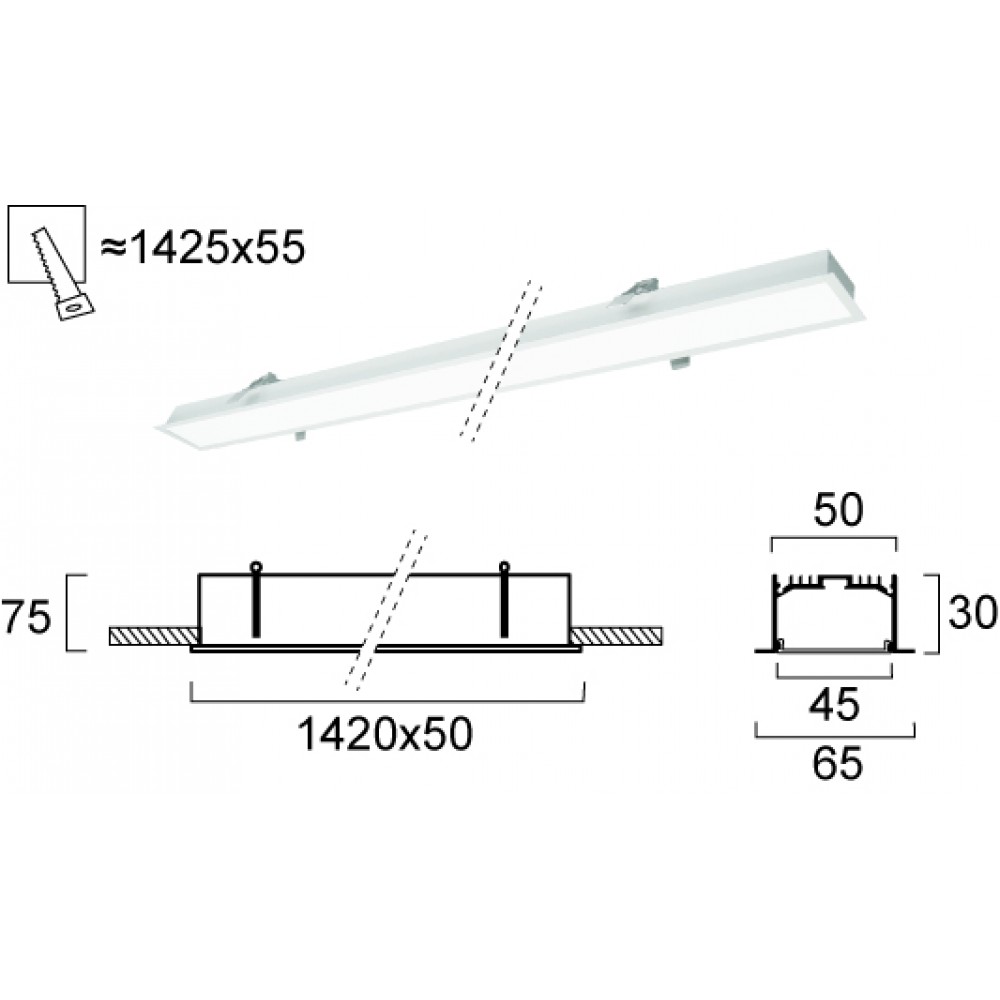 Γραμμικό Χωνευτό L1420 37W Station Ultra VIOKEF