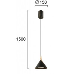 LED Κρεμαστό Φωτιστικό Μονόφωτο Μαύρο-Χρυσό 8.4W JOLLY - VIOKEF