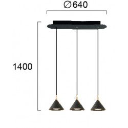 LED Κρεμαστό Φωτιστικό Τρίφωτη Ράγα Μαύρο-Χρυσό 27,7W JOLLY - VIOKEF