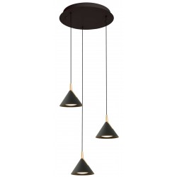 LED Κρεμαστό Φωτιστικό Τρίφωτο Μαύρο-Χρυσό 23W JOLLY - VIOKEF