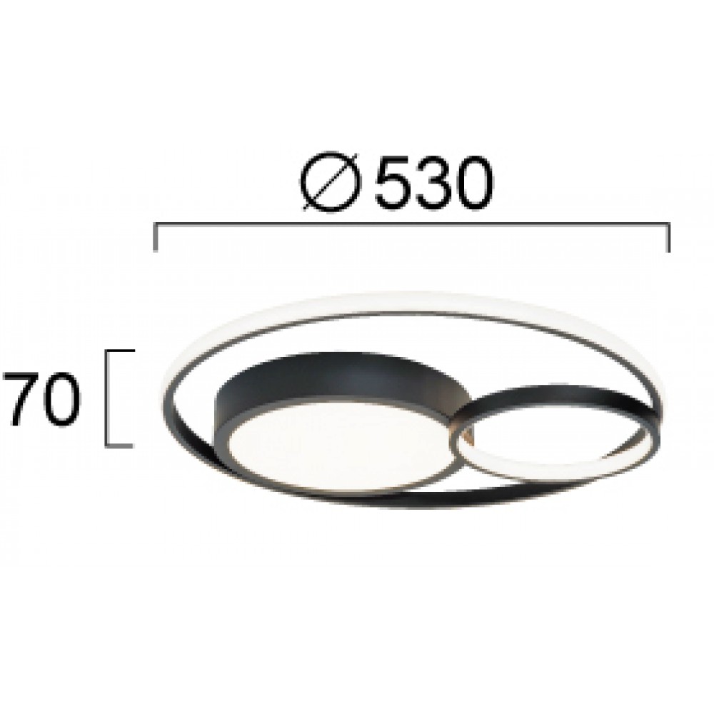 LED Φωτιστικό Οροφής Μαύρο 36W Karon Viokef