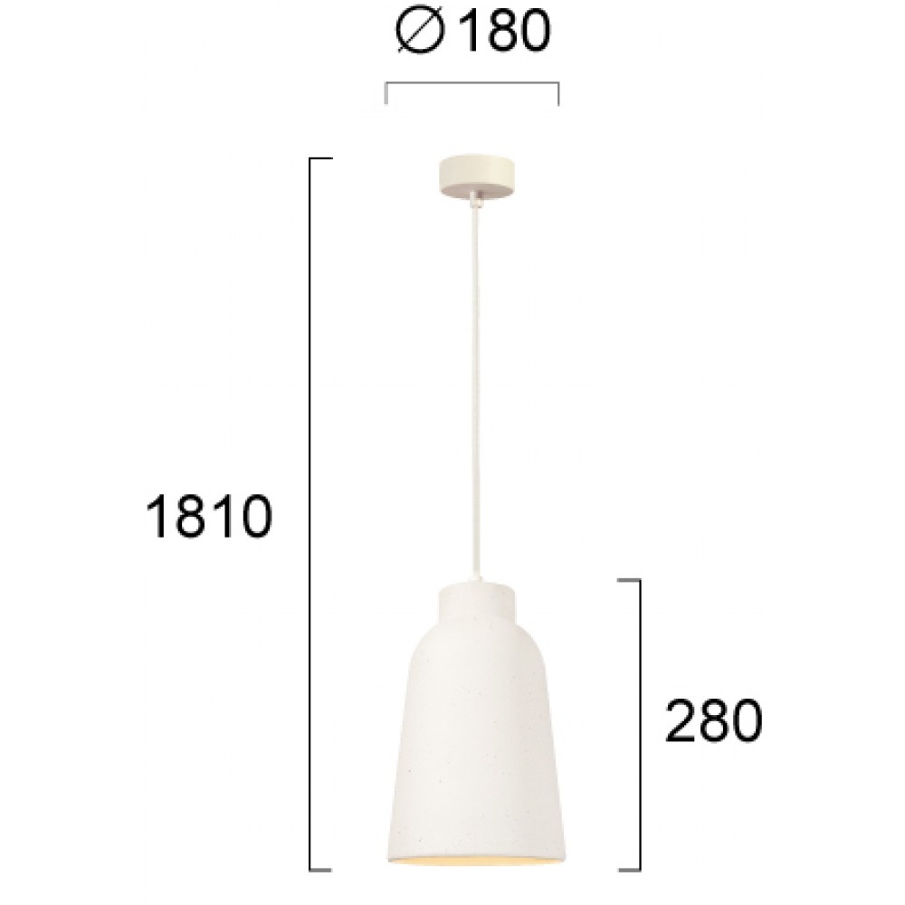 Κρεμαστό Φωτιστικό Μονόφωτο Από Τσιμέντο Λευκό 1xE27 D:180 Kolton - Viokef
