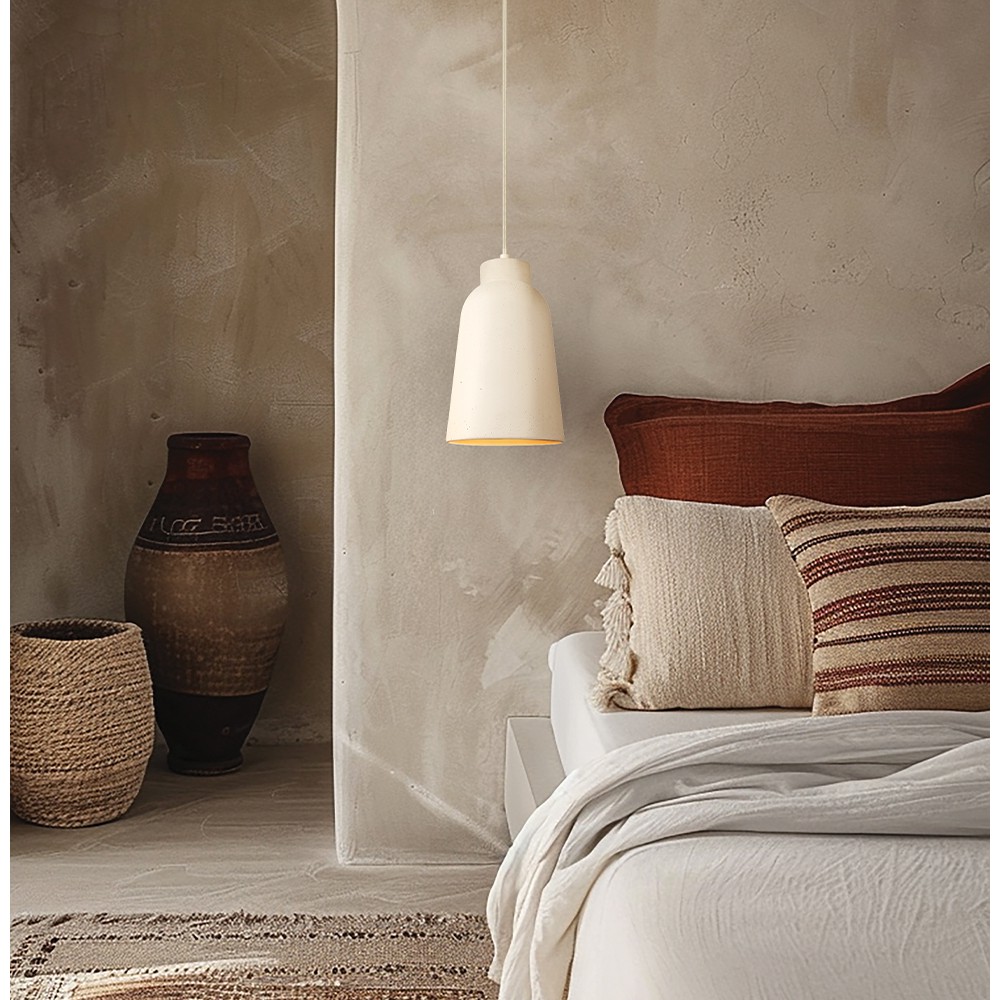 Κρεμαστό Φωτιστικό Μονόφωτο Από Τσιμέντο Λευκό 1xE27 D:180 Kolton - Viokef