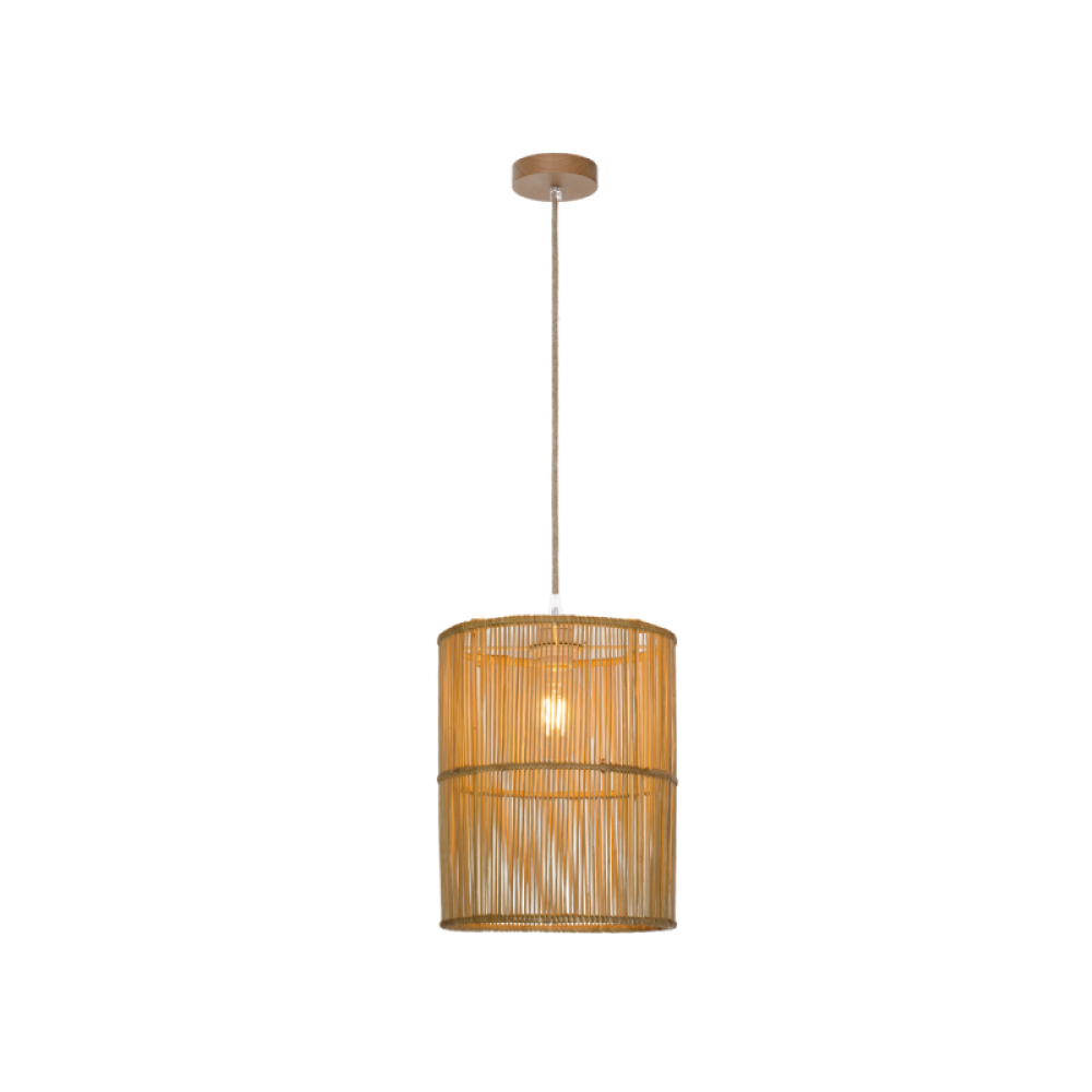 Κρεμαστό Φωτιστικό Μονόφωτο Από Rattan Ø26cm 1x E27 70W max LETA - Viokef