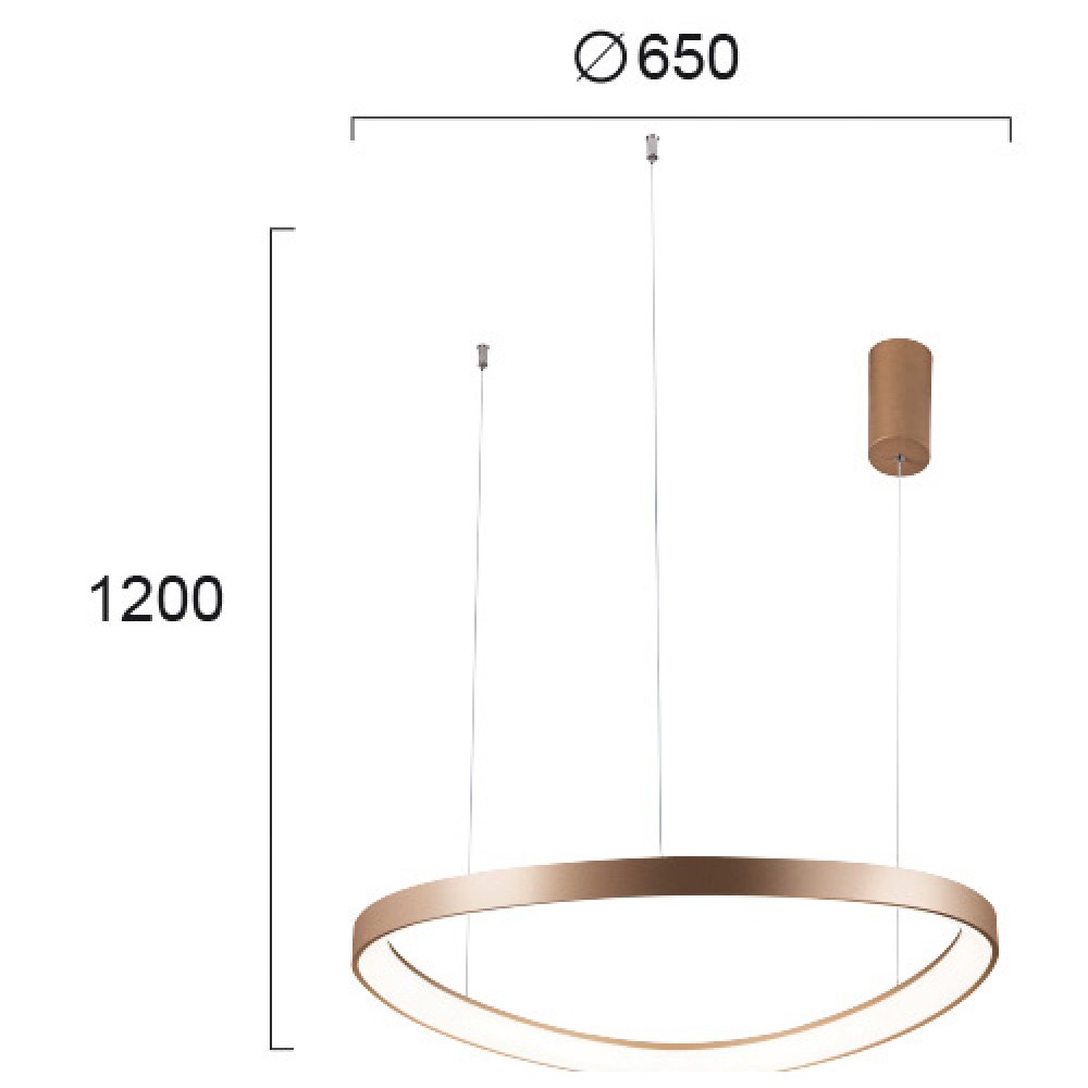 LED Κρεμαστό Γραμμικό Φωτιστικό Στρογγυλό Σε Χρυσό Χρώμα Ø65cm 48W LOOP VIOKEF