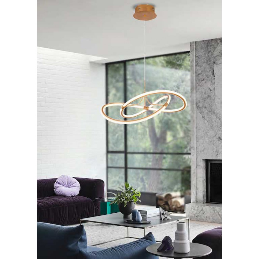 LED Κρεμαστό Φωτιστικό Μεταλλικό Χρυσό Ματ 60W LORRA VIOKEF