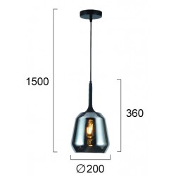 Κρεμαστό Φωτιστικό Μονόφωτο Από Γυαλί Φυμέ 1xE27 Maeva - Viokef