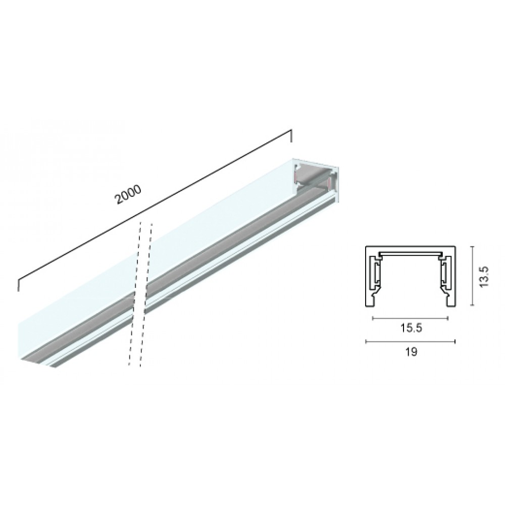 Ράγα Μαγνητική  Slim 48V Λευκή Slim Magnetic 2m VIOKEF