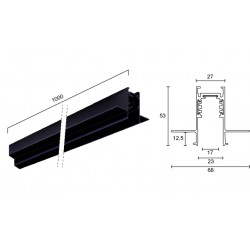 Μαγνητικό Track Rail Χωνευτό Trimless 1m με Tάπες και Κάλυμμα Viokef