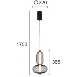 LED Κρεμαστό Φωτιστικό Μονόφωτο 9W h:365 Margot - Viokef