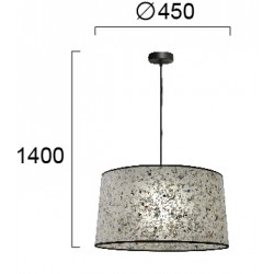 Κρεμαστό Φωτιστικό Μονόφωτο Με Υφασμάτινο Καπέλο Μωσαϊκό D45cm 1xE27 MOZAIKA VIOKEF