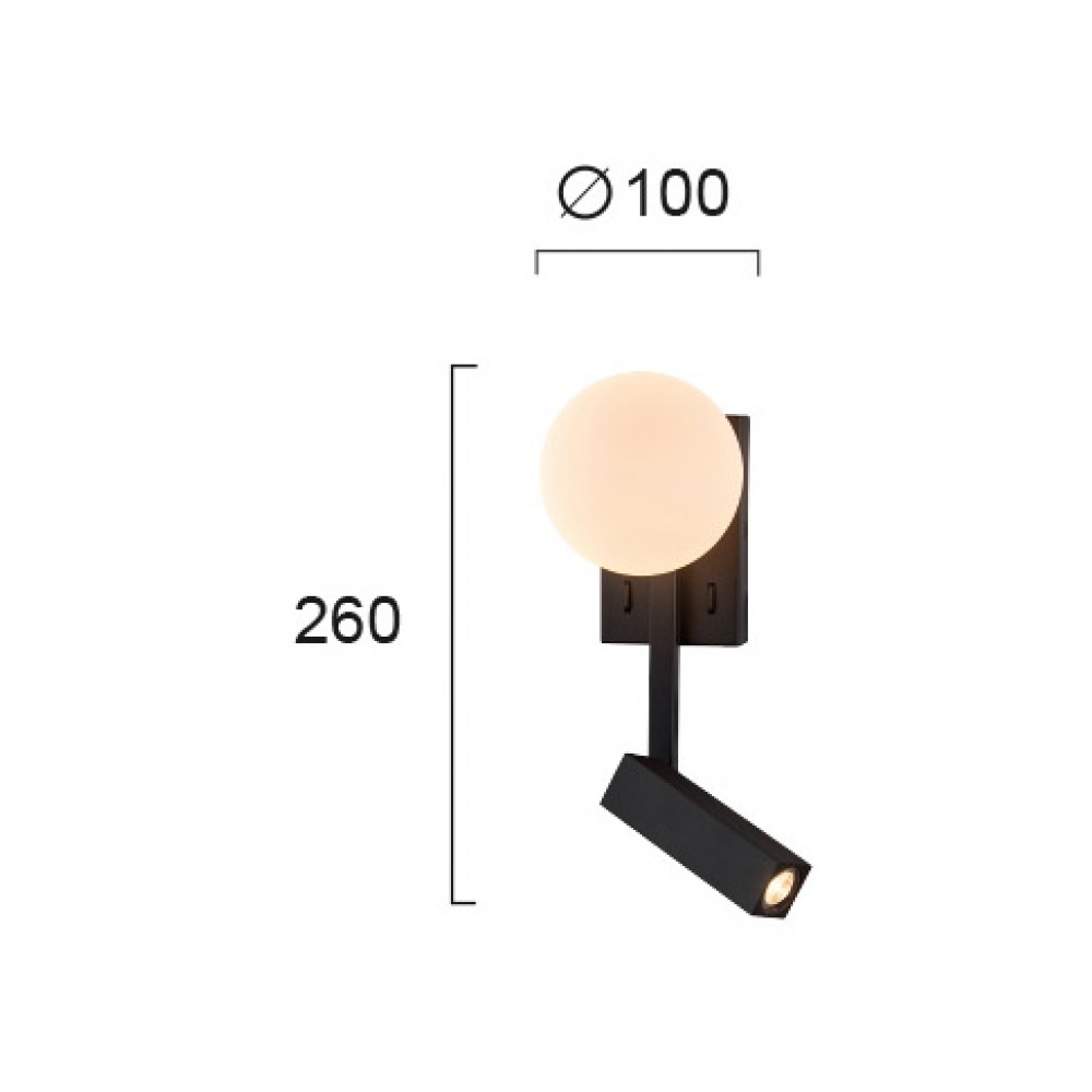 LED Απλίκα Ανάγνωσης Μαύρη 5W + 3W REFLECT - Viokef