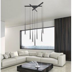 LED Κρεμαστό Φωτιστικό Μαύρο 7/Φωτο 44W CRI93 Rina - VIOKEF
