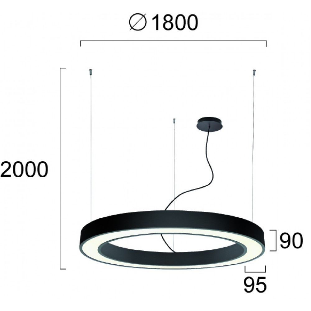 Κρεμαστό Φωτιστικό Γραμμικό Κυκλικό D180cm 132W Ring - VIOKEF