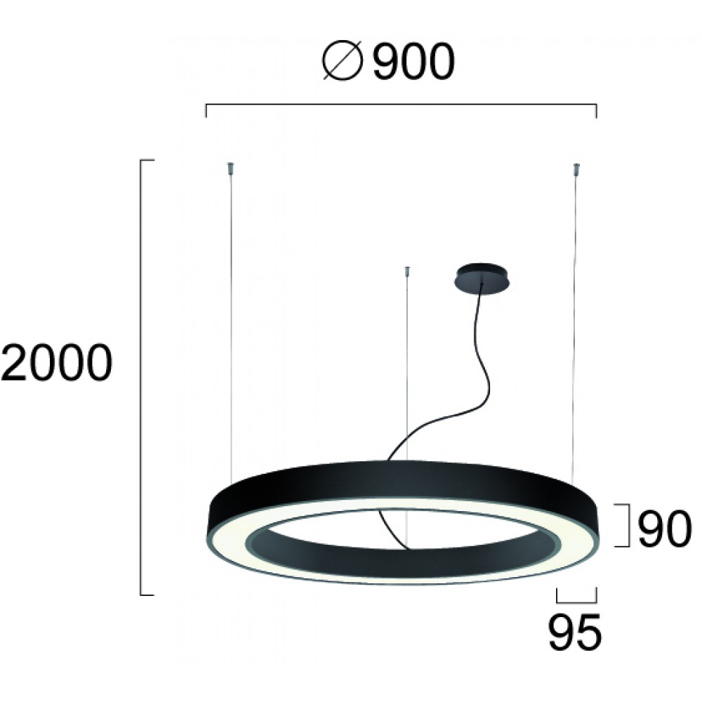 Κρεμαστό Φωτιστικό Γραμμικό Κυκλικό D90cm 66W Ring - VIOKEF