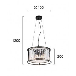 Κρεμαστό Φωτιστικό Πολύφωτο Με Γυαλί 4x E14 40W RONDA  - VIOKEF