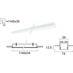 Γραμμικό Χωνευτό L1140 30W Trimless Sasa VIOKEF