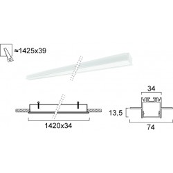 Γραμμικό Χωνευτό L1420 37W Trimless Sasa VIOKEF