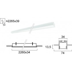 Γραμμικό Χωνευτό L2260 59W Trimless Sasa VIOKEF