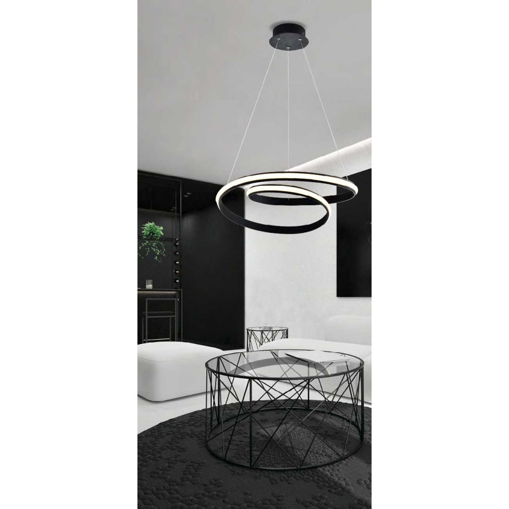 LED Κρεμαστό Φωτιστικό Μεταλλικό Μαύρο με Ακρυλικό 30W SIGMA VIOKEF