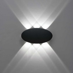 LED Απλίκα Αλουμινίου Μαύρη 6W IP54 Oval Smooth Viokef