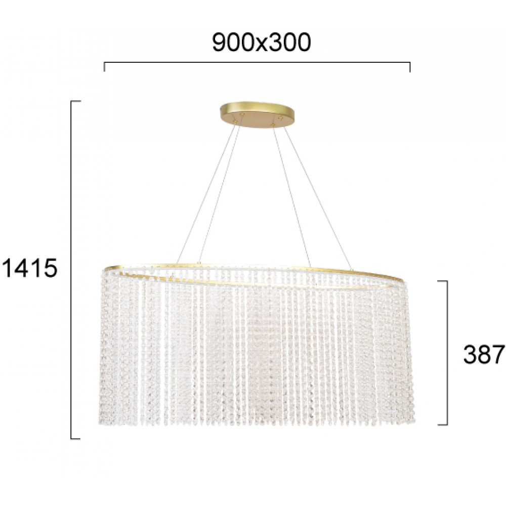 Κρεμαστό Φωτιστικό Χρυσό Με Κρύσταλλα LED 38W L:900 Sol Viokef