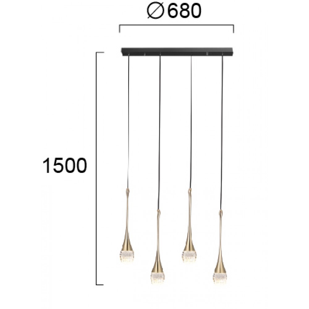 LED Κρεμαστό Φωτιστικό Πολύφωτο Χρυσό-Μαύρο 12W STAR LIGHT VIOKEF