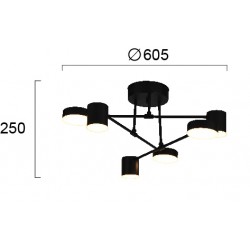LED Φωτιστικό Οροφής Πολύφωτο Μαύρο-Λευκό 30W Dimmable UNO - VIOKEF