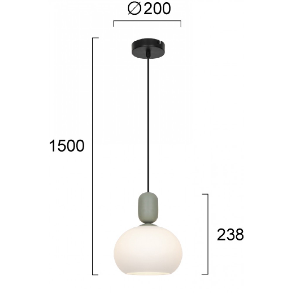 Κρεμαστό Φωτιστικό Μονόφωτο Από Γυαλί 1xE27 Valisia - Viokef