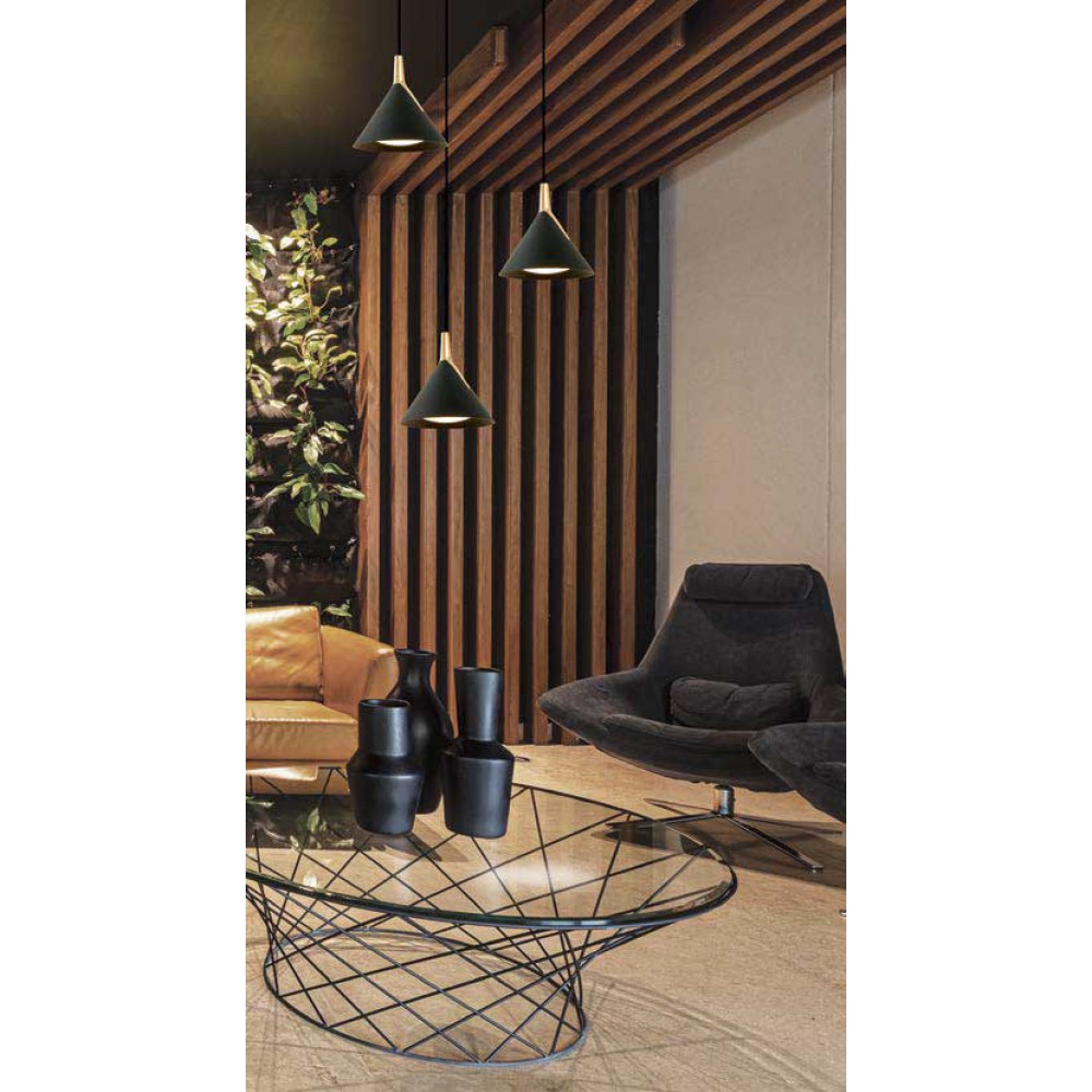 LED Κρεμαστό Φωτιστικό Τρίφωτο Μαύρο-Χρυσό 23W JOLLY - VIOKEF