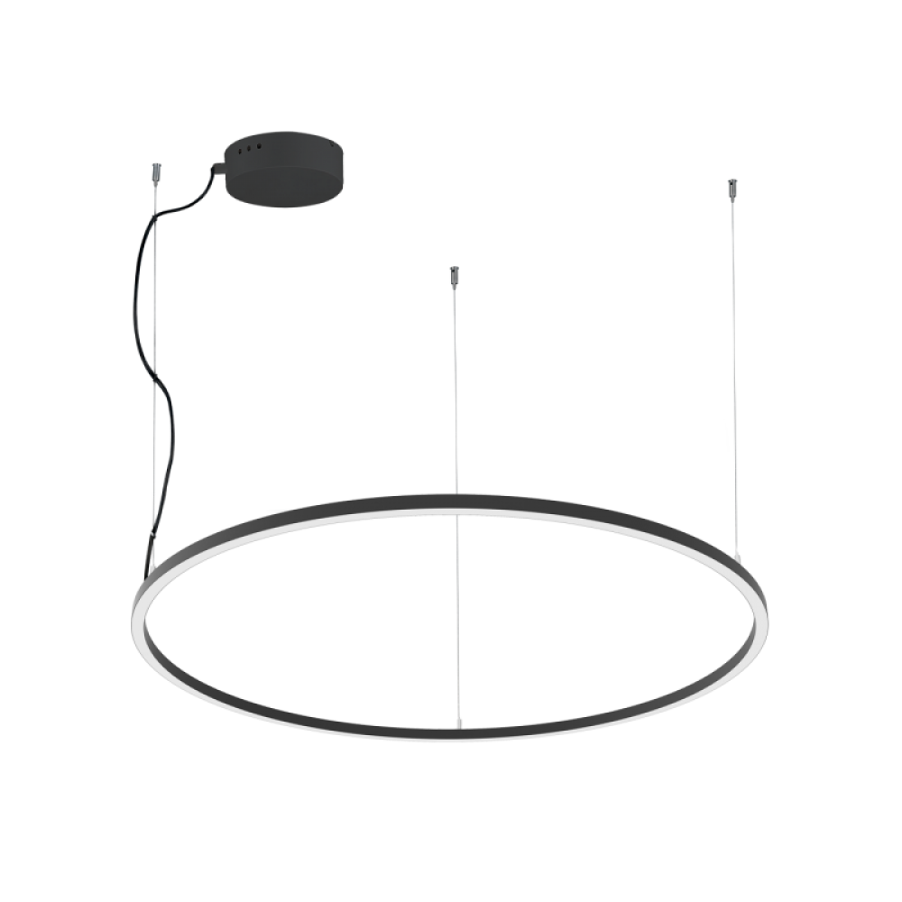 LED Κρεμαστό Γραμμικό Φωτιστικό Στρογγυλό Σε Μαύρο Χρώμα Ø90cm 3000K 48W VERDI VIOKEF