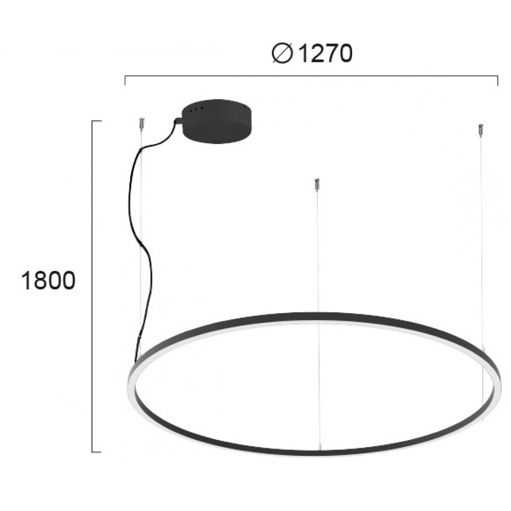 LED Κρεμαστό Γραμμικό Φωτιστικό Στρογγυλό Σε Μαύρο Χρώμα Ø127cm 61W 3000K VERDI VIOKEF