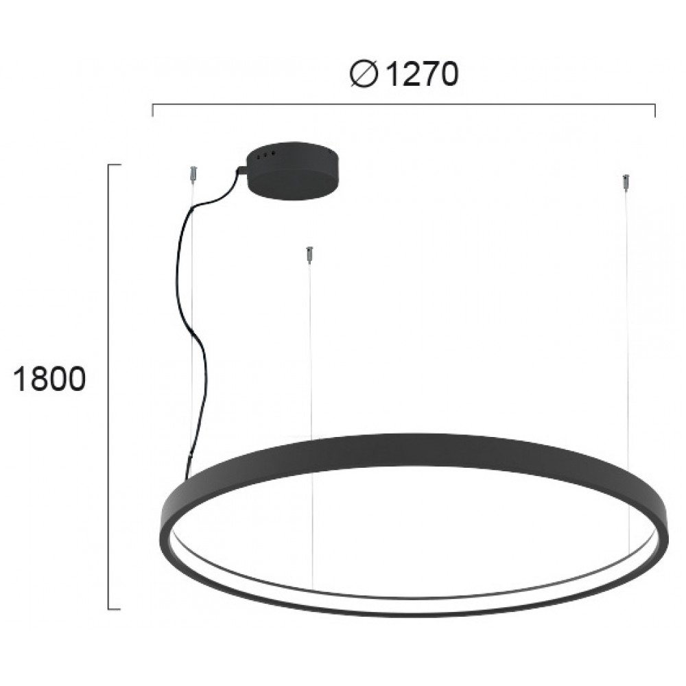 LED Κρεμαστό Γραμμικό Φωτιστικό Στρογγυλό Σε Μαύρο Χρώμα Ø120cm 63W VERDI VIOKEF
