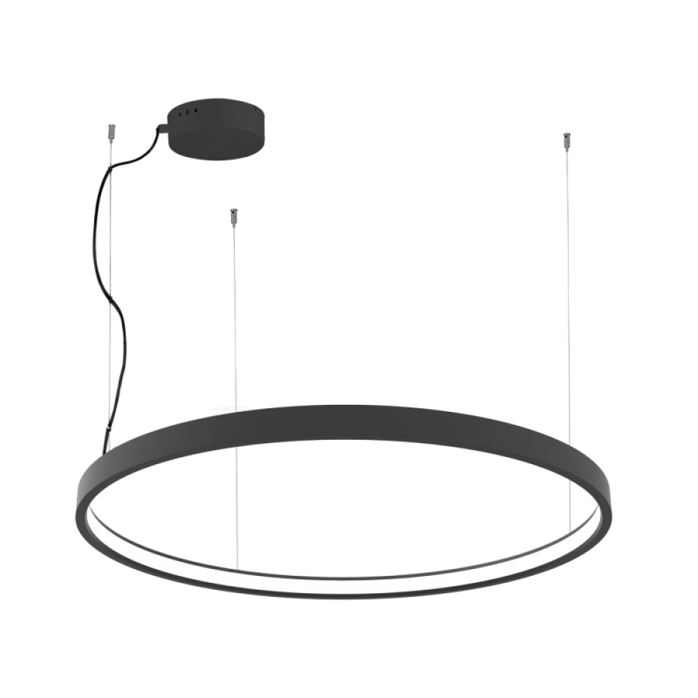 LED Κρεμαστό Γραμμικό Φωτιστικό Στρογγυλό Σε Μαύρο Χρώμα Ø120cm 63W VERDI VIOKEF