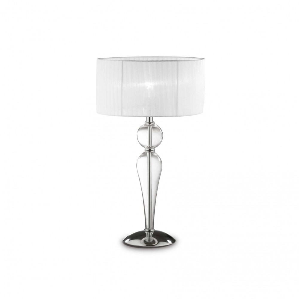 Επιτραπέζιο Διακοσμητικό Φωτιστικό με Λευκό Καπέλο και Διάφανη Βάση E27 Duchessa collection - IDEAL LUX