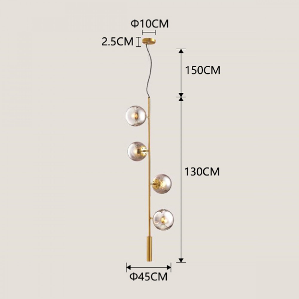 ΦΩΤΙΣΤΙΚΟ ΚΡΕΜΑΣΤΟ 4ΦΩΤΟ 4XE27 MAX 4x10W Φ450X2800mm ΧΡΥΣΟ ARTE ILLUMINA PUFF