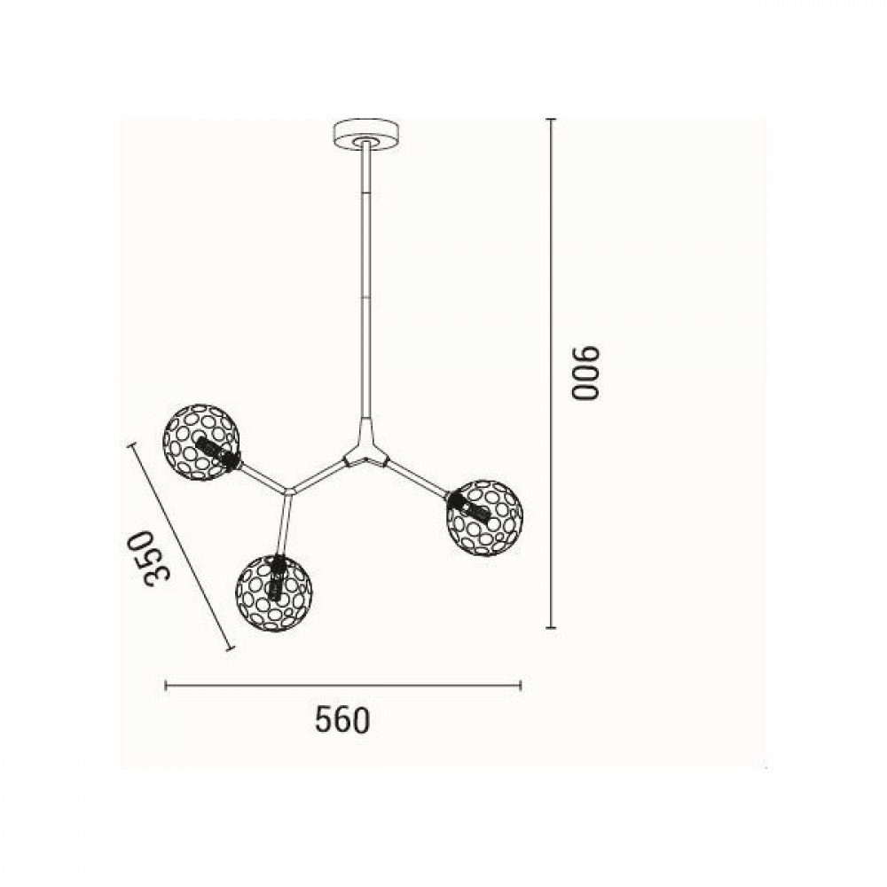 ΦΩΤΙΣΤΙΚΟ ΚΡΕΜΑΣΤΟ 3ΦΩΤΟ 3ΧG9 MAX15W 560Χ900mm ΜΑΥΡΟ-ΓΚΡΙ ARTE ILLUMINA ATOM