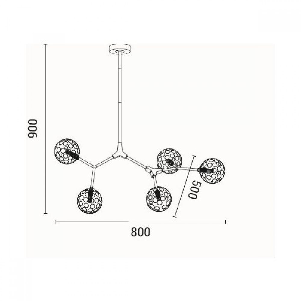 ΦΩΤΙΣΤΙΚΟ ΚΡΕΜΑΣΤΟ 5ΦΩΤΟ 5ΧG9 MAX15W 800Χ900mm ΜΑΥΡΟ-ΓΚΡΙ ARTE ILLUMINA ATOM