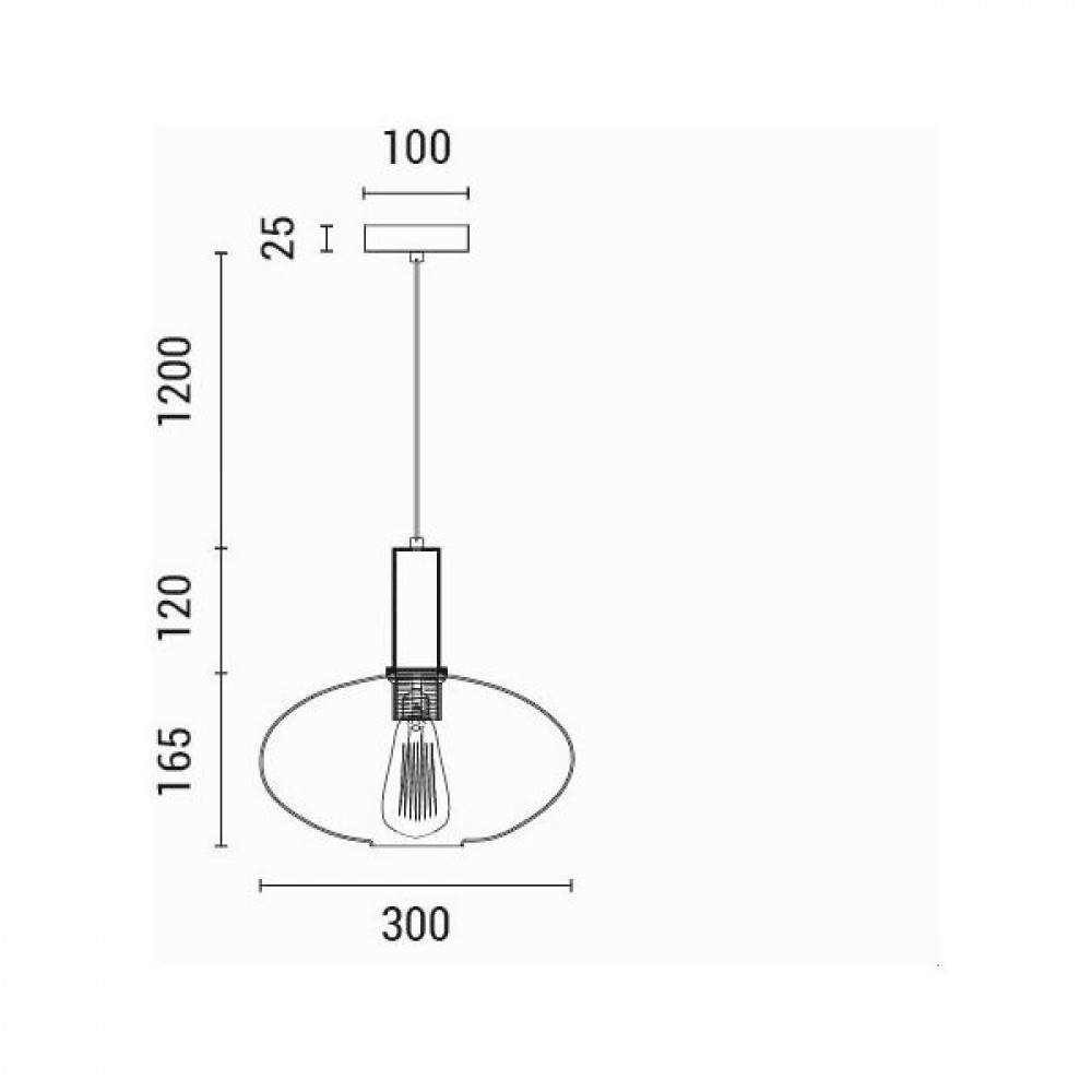 ΦΩΤΙΣΤΙΚΟ ΚΡΕΜΑΣΤΟ ΑΝΑΓΛΥΦΟ ΓΥΑΛΙ 1XΕ27 MAX 15W Φ300mm ARTE ILLUMINA ΜΕΛΙ TOPAZ