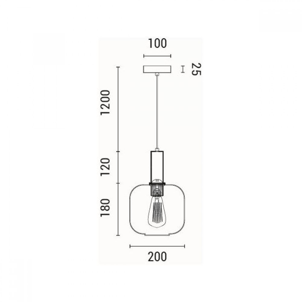ΦΩΤΙΣΤΙΚΟ ΚΡΕΜΑΣΤΟ ΑΝΑΓΛΥΦΟ ΓΥΑΛΙ 1XΕ27 MAX 15W 200X180X1200mm ΜΕΛΙ ARTE ILLUMINA TOPAZ